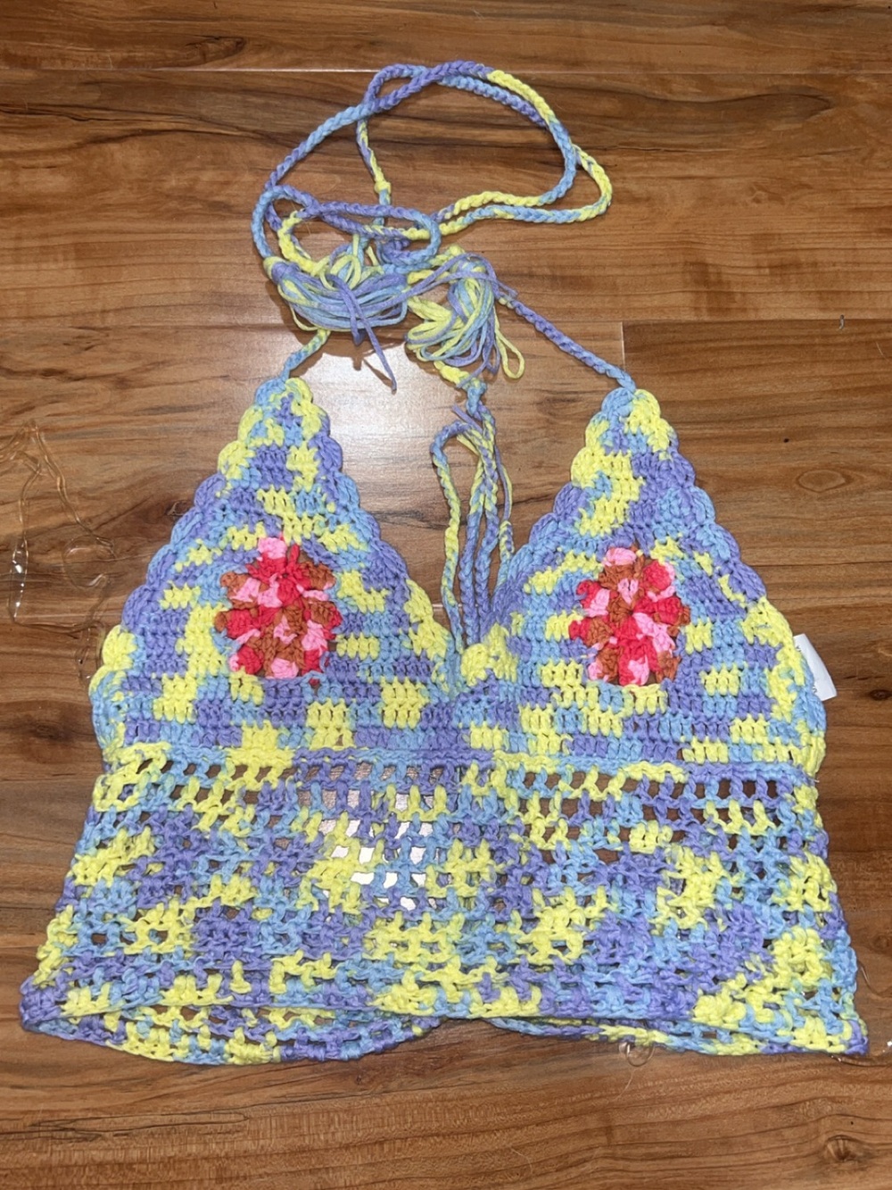 Hot & Delicious Crochet Bralette in Pastel Yellow & Lavender